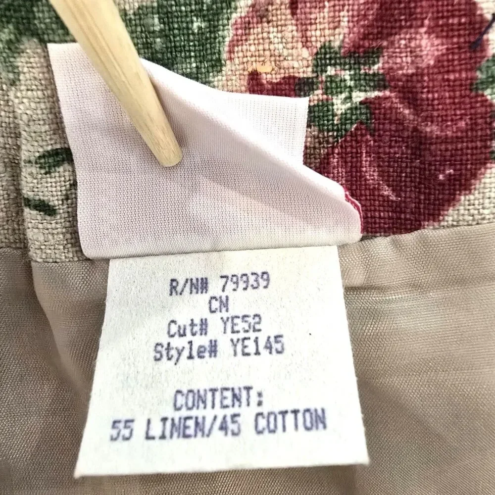 Vtg 90s Cottontail Originals Floral Linen Cotton Wrap Mini Skirt Jrs 7‎ XS 24.5w